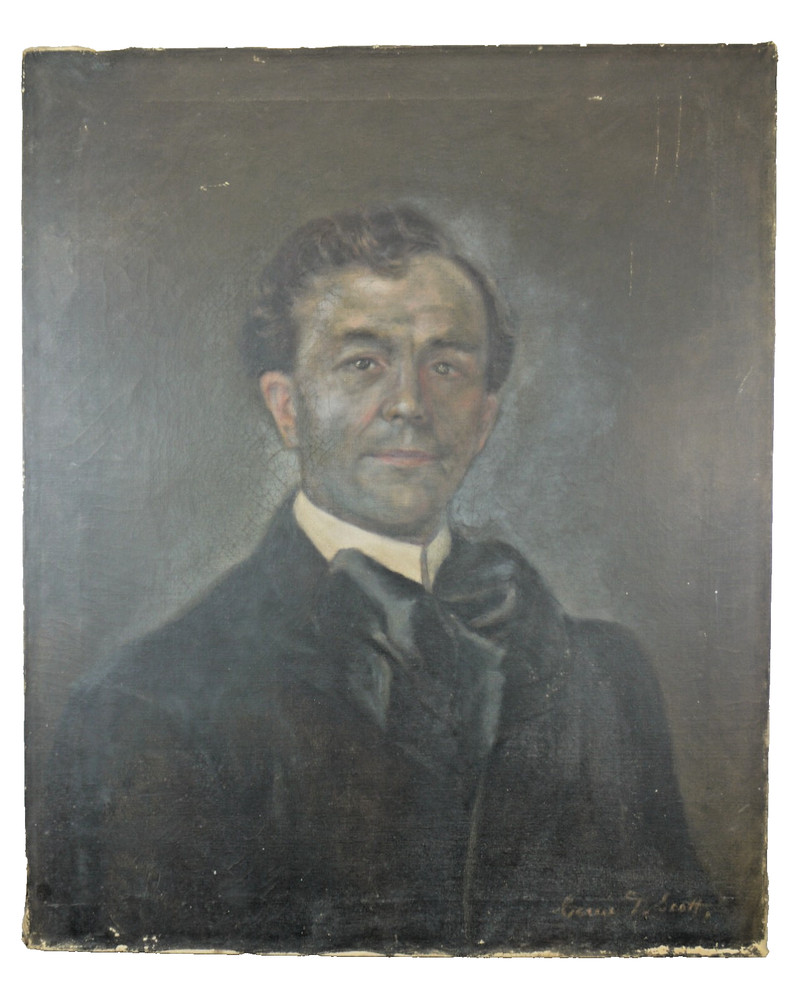 Fine Antique 19th Century OIL Painting Canvas Portrait Artist GENTLEMAN Scott