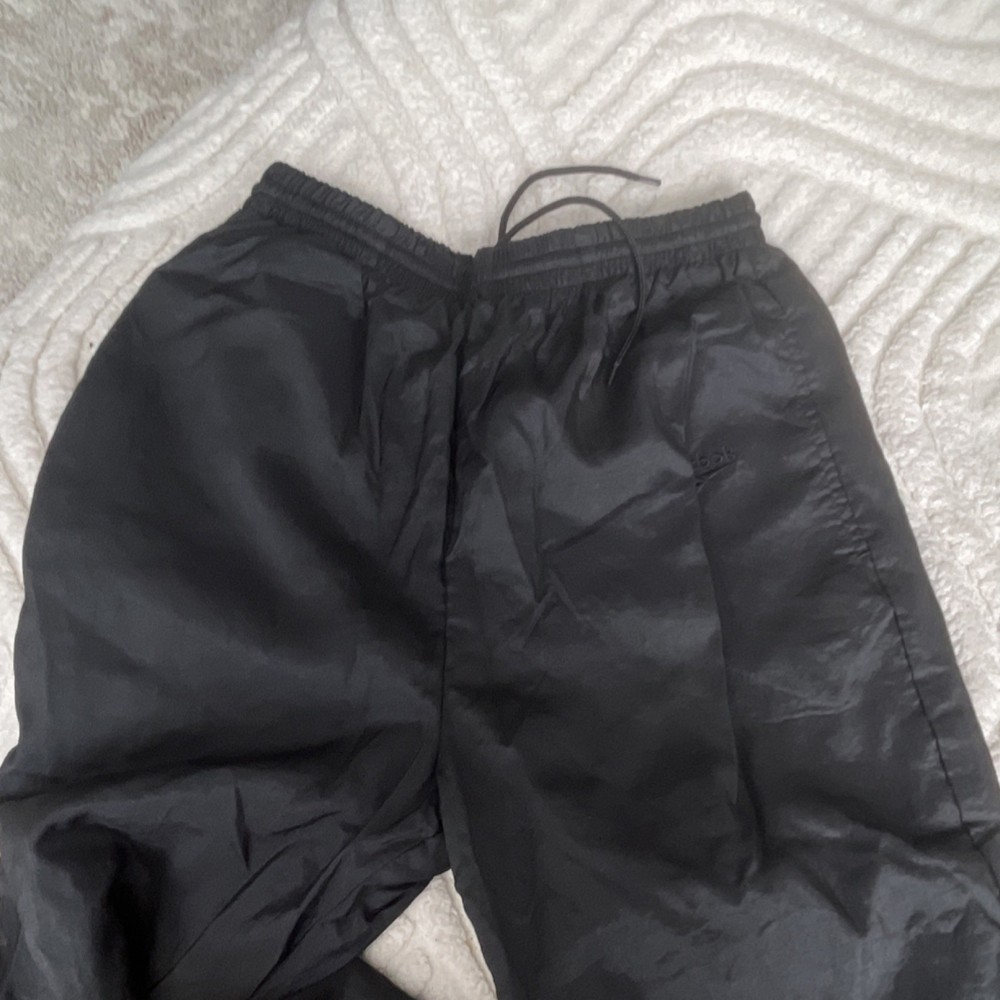Reebok Men's Black Track Pants M Nylon Polyester Drawstring Elastic Waist