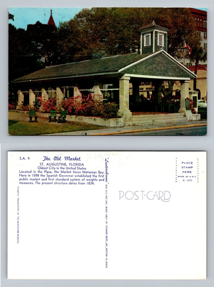 St Augustine, FL-Florida, Old Market Plaza Historic Building Vintage Postcard
