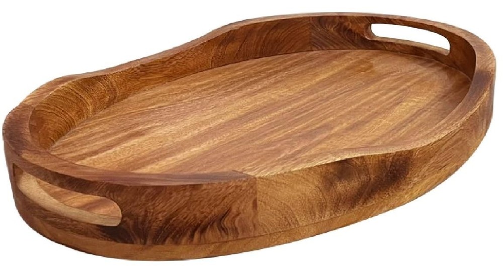 Natural Wood Coffee Table Tray – 17x13 Rustic Serving Tray for Living Room or Dining Decor