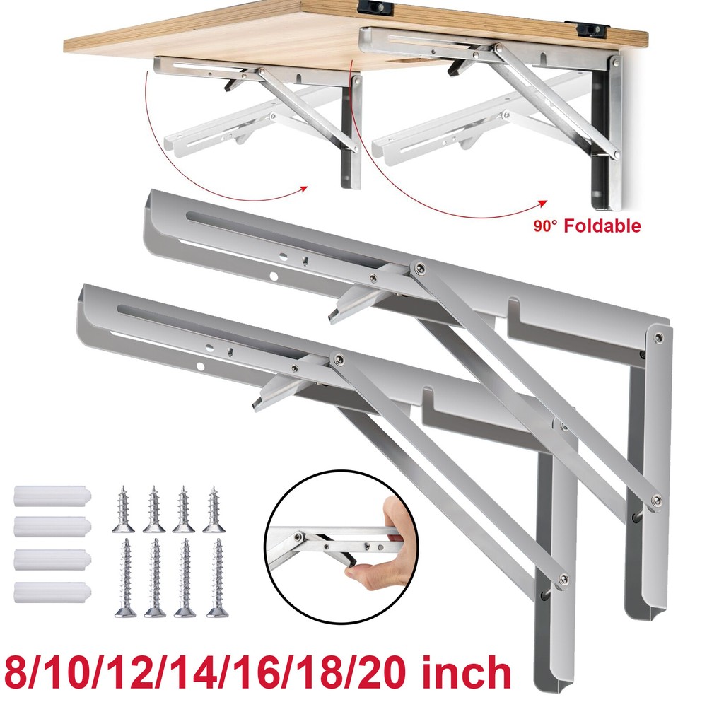 8-20in Folding Shelf Brackets Stainless Steel Fold down Table Brackets 2/4PCS