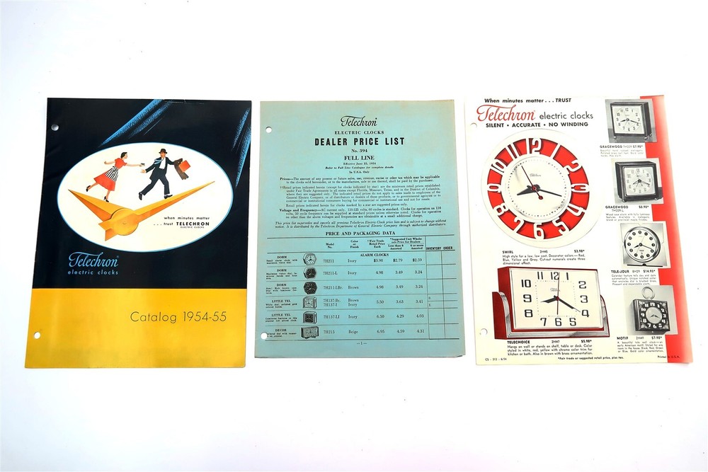 Vintage 1954 Telechron Electric Clock Catalog with Dealer Prices