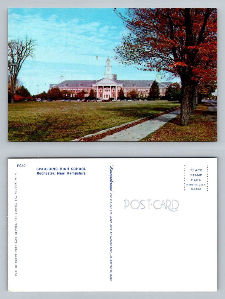 Rochester, NH-New Hampshire, Spaulding High School Campus Lawn Vintage Postcard