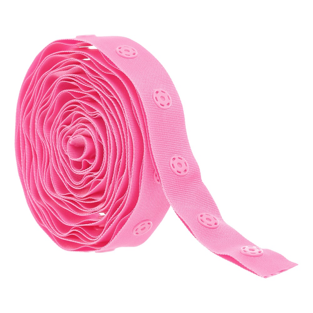2 Yard x 18mm Cotton fabric Snap Button Tape Button Trim Fastener Pink