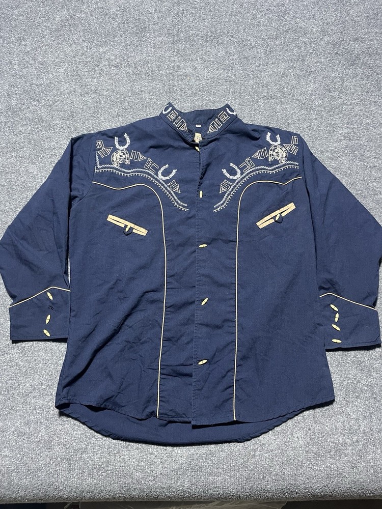 Vintage West Tex Pink Western Button-Up Shirt 40 Embroidered  Long Sleeve