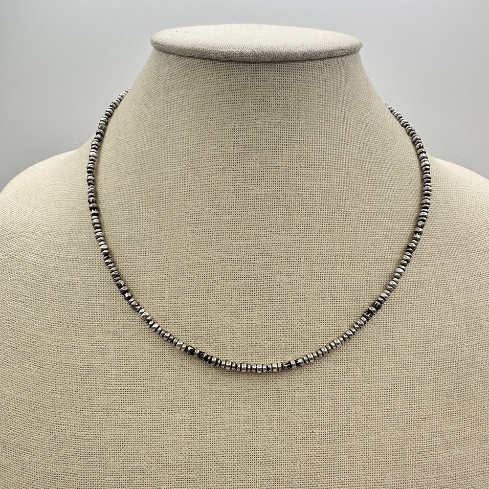 Vintage Y2K Silver Tone Beaded Choker Necklace Women's Classic Jewelry