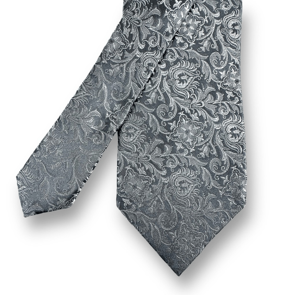 Michael Irvin 88 Men's Silver Gray Paisley Necktie 100% Silk Dressy Semi Formal