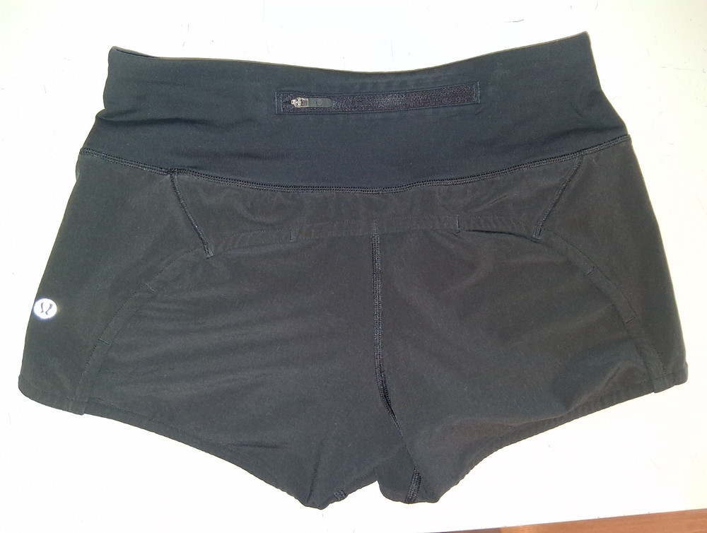 Lululemon Women’s Black Athletic Shorts Elastic Waist Zip Pocket 3