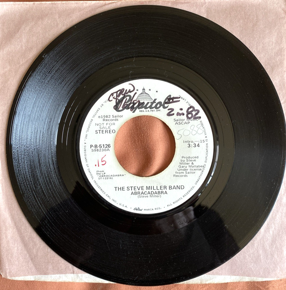 45RPM-THE STEVE MILLER BAND Capitol  Promo ABRACADABRA (1982) N-Mint Vinyl-image