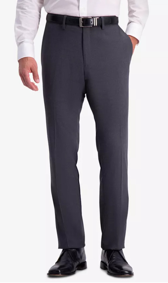 Haggar Men's Comfort Performance Straight Fit Dress Pant Dark Gray Size 36x34