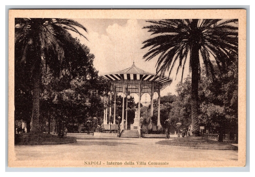 Vintage Early 1900s Gazebo Palm Trees Italy Naples Divided Back RPPC