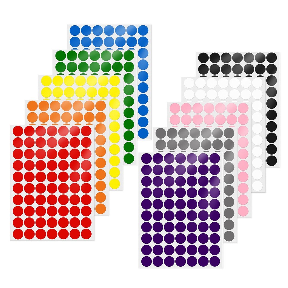 700 Pack 1 Inch Round Color Coding Dot Stickers for Office Inventory Labels
