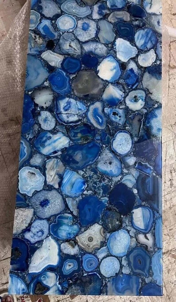 Natural Blue Agate Slab Table for Modern Kitchen or Stylish Home Decor