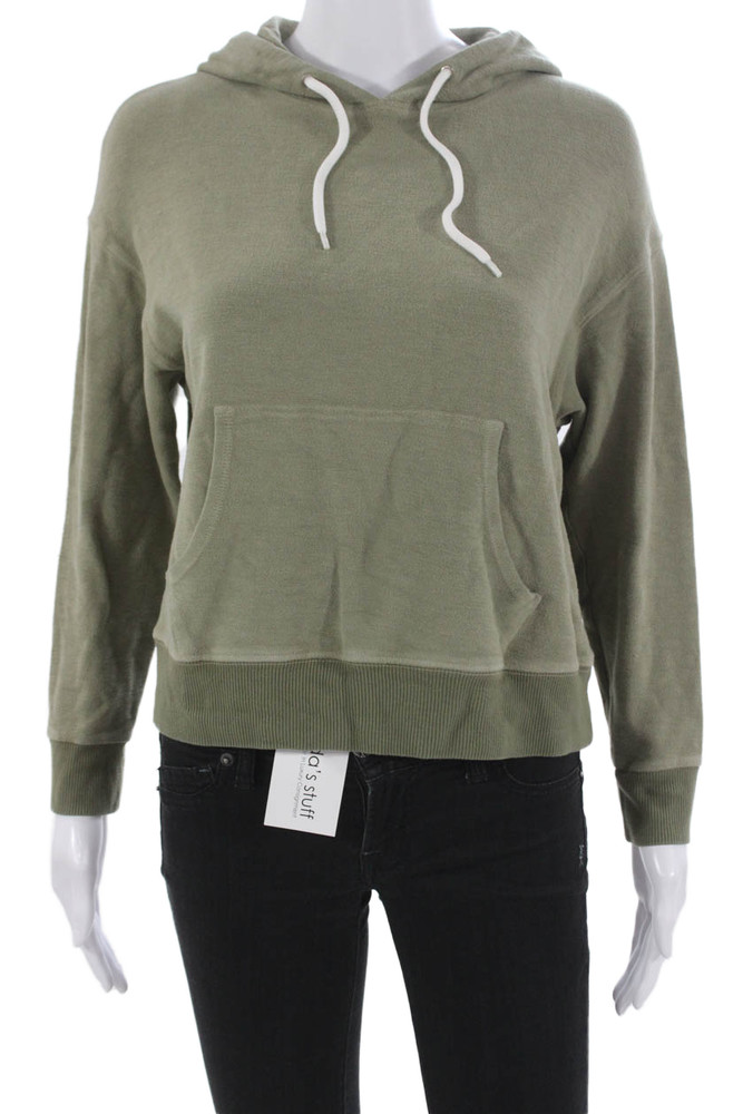 Monrow Womens Green Cotton Blend Hoodie Long Sleeve Size XSFree Shipping in US $100+ Orders | $6.95 Orders Below