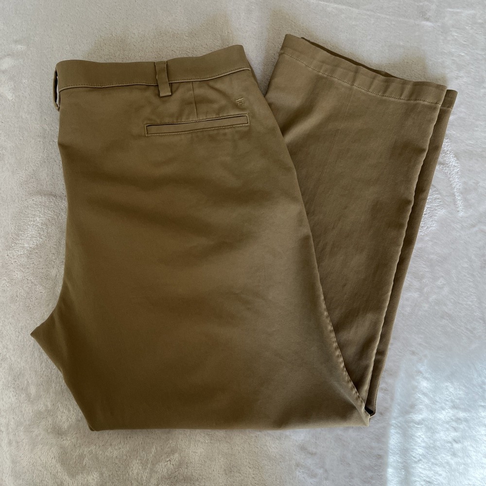 Mens Haggar Straight Fit Premium No Iron Khaki Tan Pants Slacks Size 42 x 30
