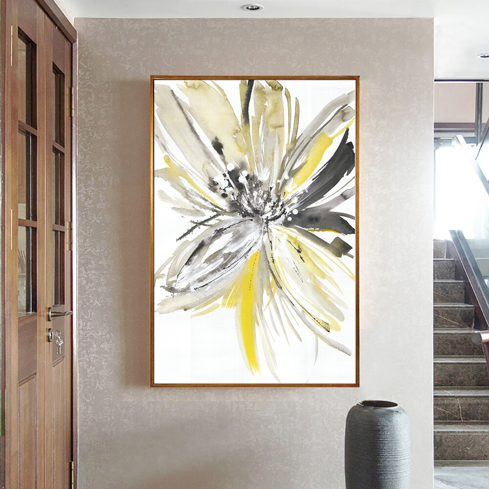 Abstract Yellow Flower Painting Hand Painted Oil Painting On Canvas Modern Wall