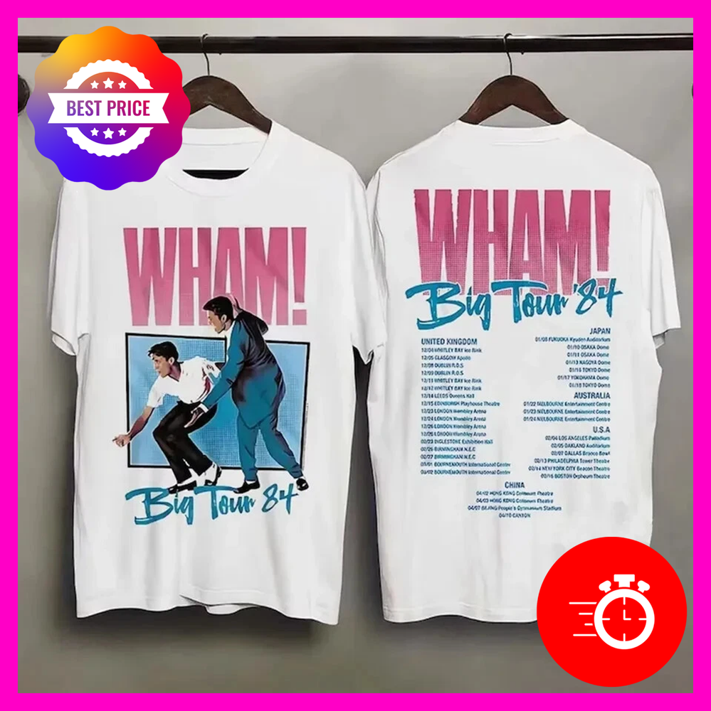 Wham Big Tour 84 Double Sided White T-Shirt