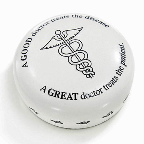 A GREAT DOCTOR SCRIMSHAW INSPIRED PAPERWEIGHT - MEDICAL PROFESSION