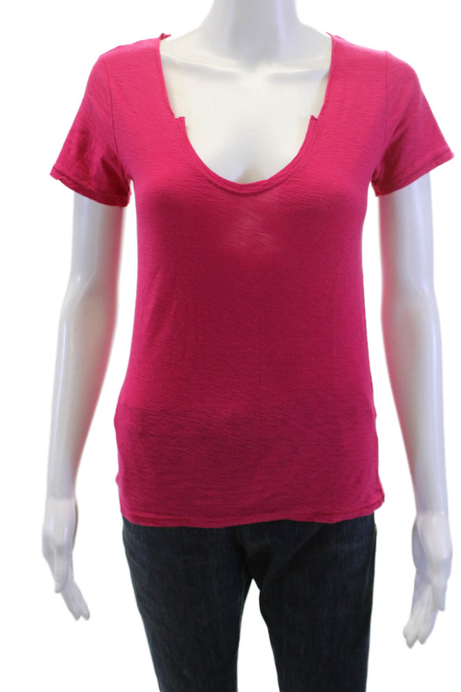 Nation LTD Women Basic T-Shirt Red Short Sleeve 100% Pima Cotton Size XSFree Shipping in US $100+ Orders | $6.95 Orders Below