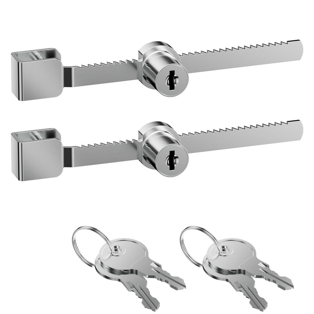 Sliding Glass Door Ratchet Lock with Chrome Finish – Keyed Alike, Fits 4-8