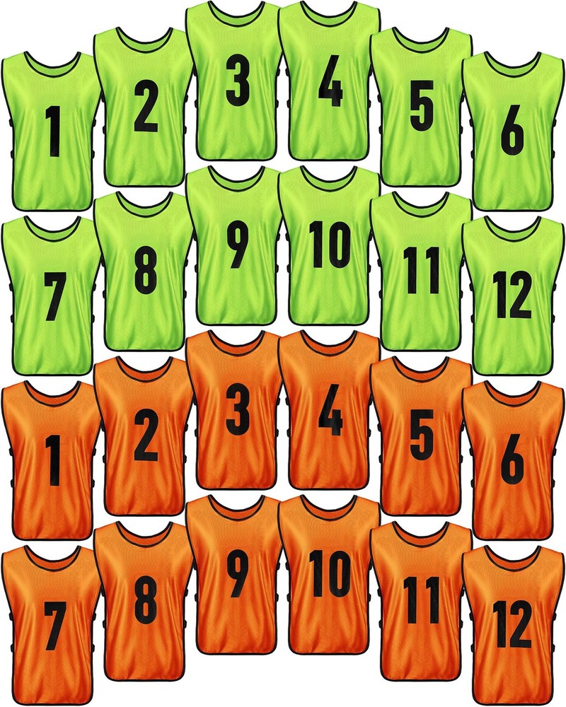 24 Pcs Sports Pinnies Soccer Scrimmage Practice Vests Numbered Soccer Team Pe...
