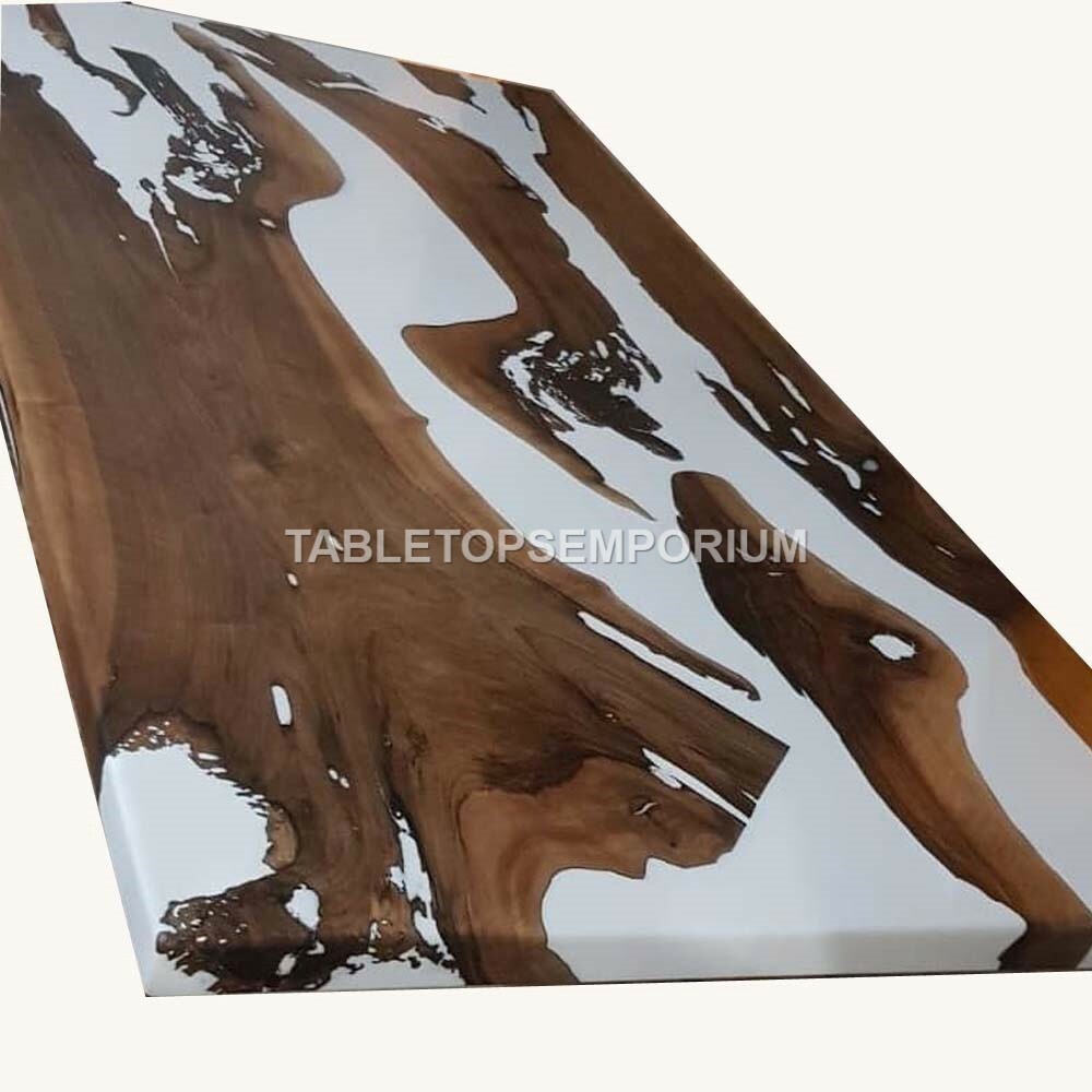Handmade Epoxy Resin and Acacia Wood Dining Table Top Art Décor