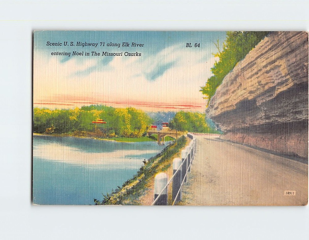 Postcard Scenic US Highway 71 along Elk River Missouri Ozarks Noel Missouri USA