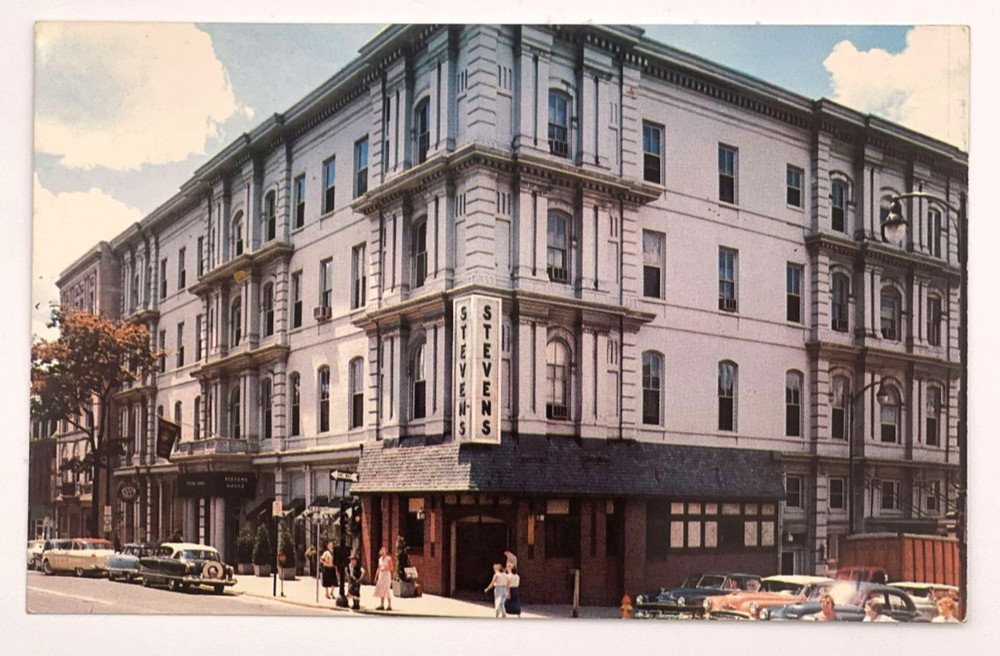 Vintage Stevens House Lancaster PA Postcard Historic Hotel Chrome 1950s
