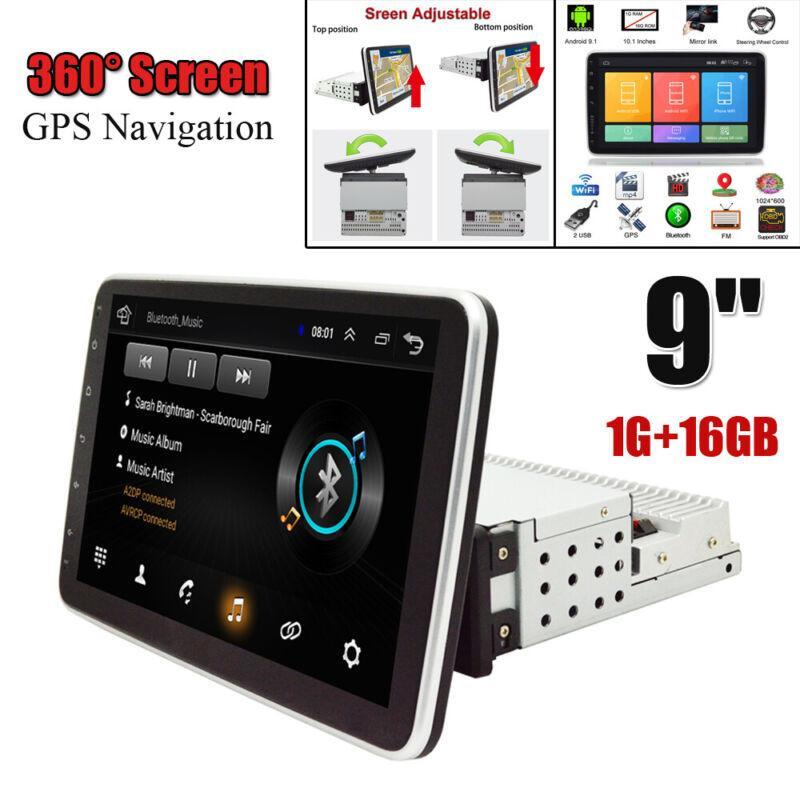 9-inch 1DIN Android 9.1 Car Stereo with Bluetooth WiFi GPS 1GB RAM 16GB ROM 360° Screen MP5 Player
