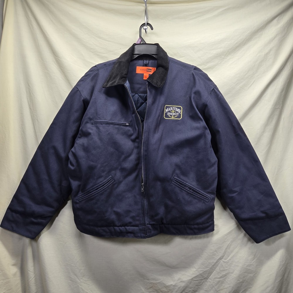 Cornerstone Workwear Detroit Jacket Men's XL Navy Blue Duck Canvas Quilted Lined