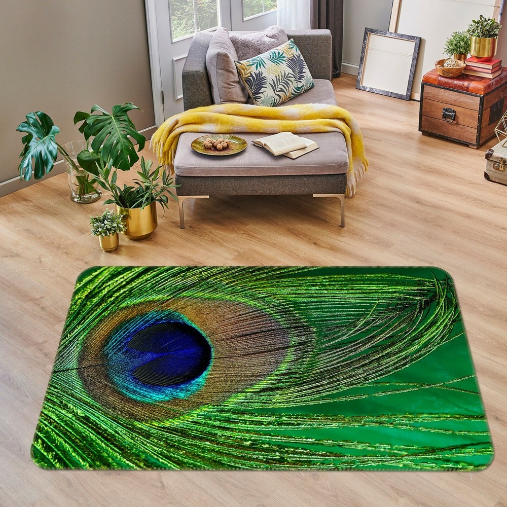 3D Peacock Feather O3170 Animal Non Slip Rug Mat Elegant Photo Carpet Fay