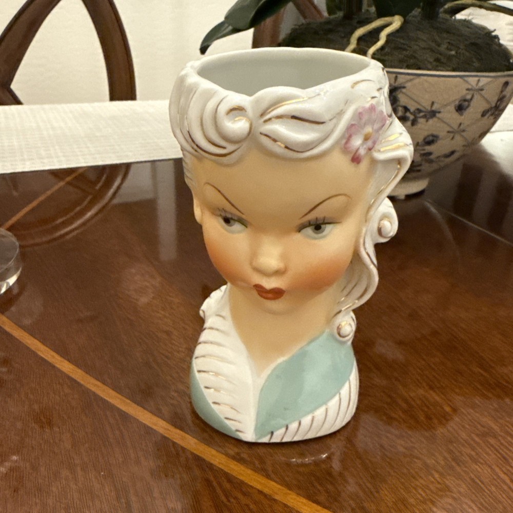 Glamour Girl Head Vase Vintage Japan Eyes Open