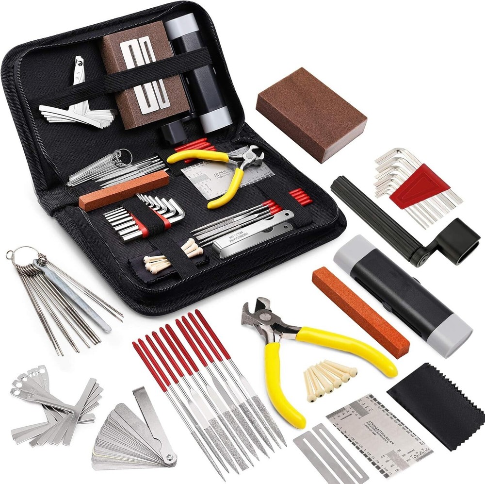 Professional 45-Piece Guitar Repair Kit with Stainless Steel Tools & Carry Case