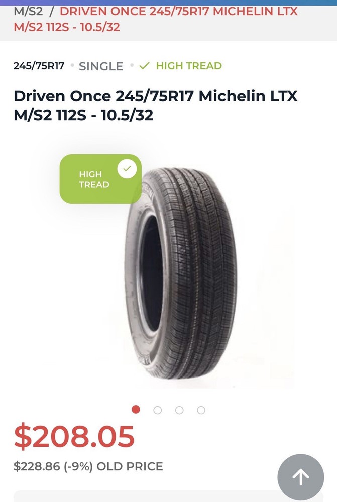 Like New 245/75/R17 Michelin LTX MS2 -10.75/32
