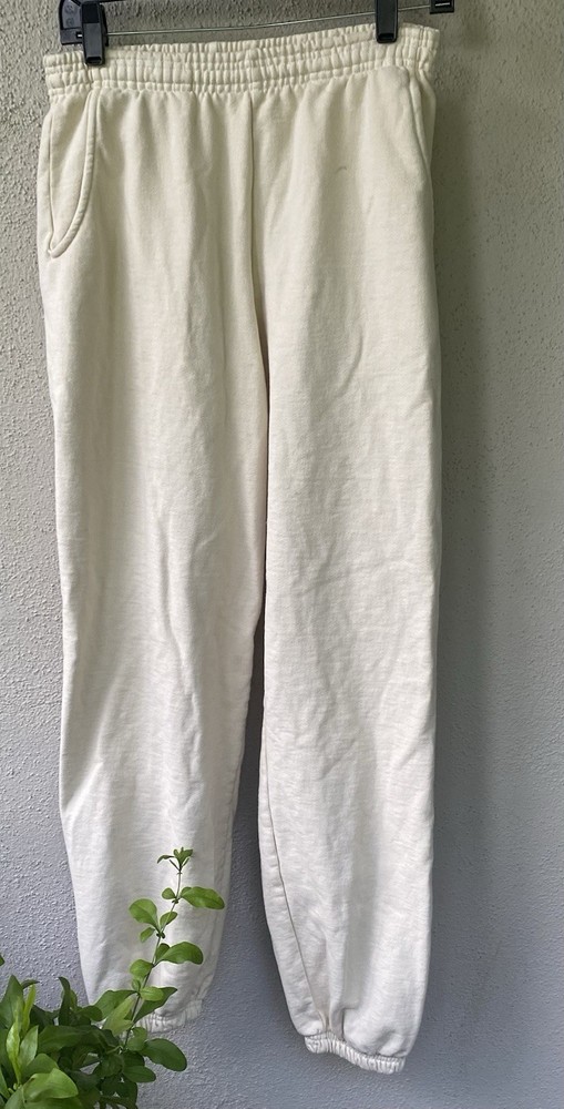 Los Angeles Apparel Sweatpants Men's S Ivory Heavy Fleece Elastic Waist Pockets