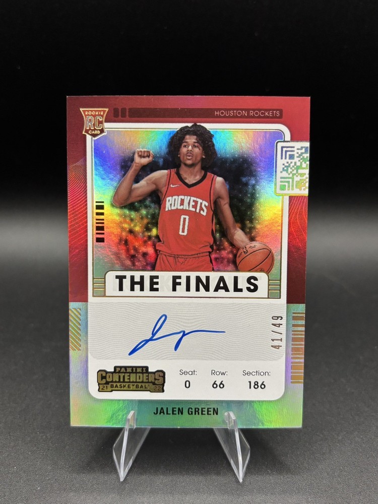 2021-22 Panini Contenders Jalen Green The Finals Rookie Ticket Auto #/49 Rockets