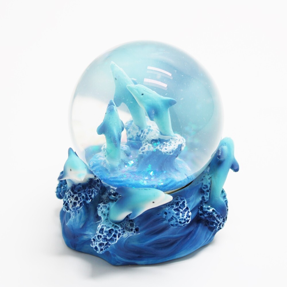 Mini Marine Life Dolphins Figurine Snow Globe for Office or Home Decoration
