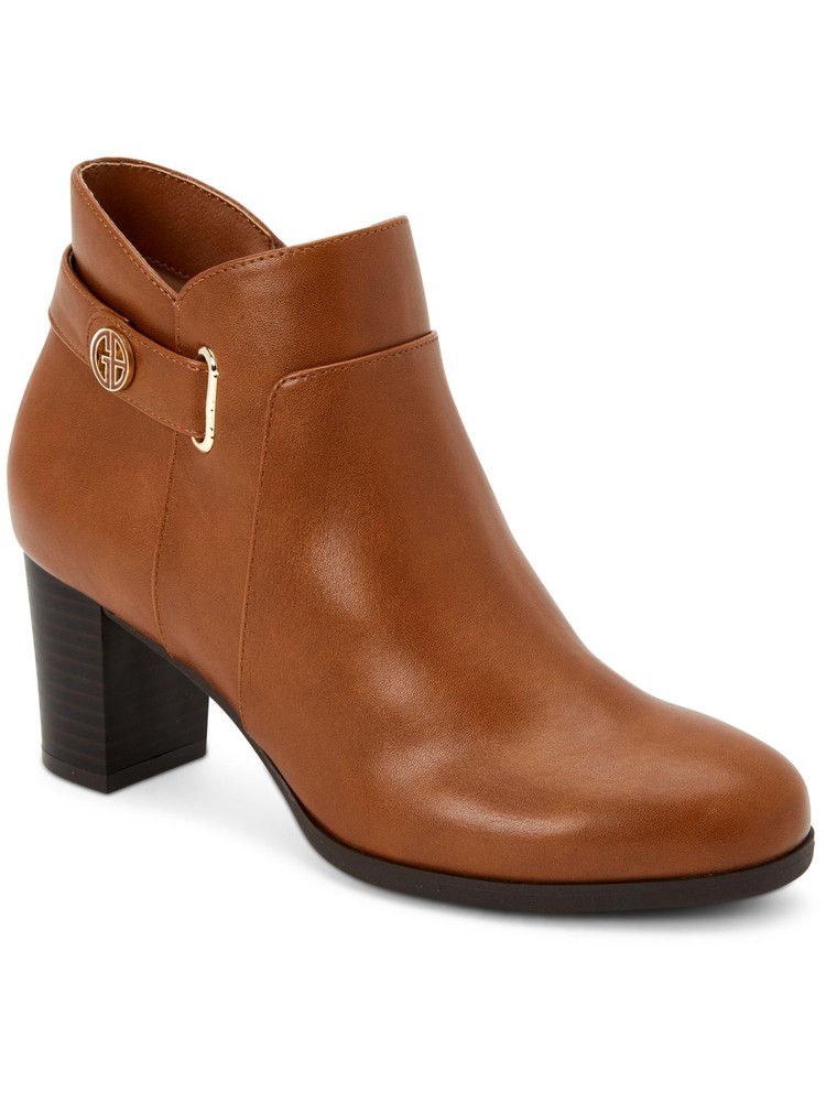 GIANI BERNINI Womens Brown Strap Artemyss Round Toe Block Heel Booties 5.5 M