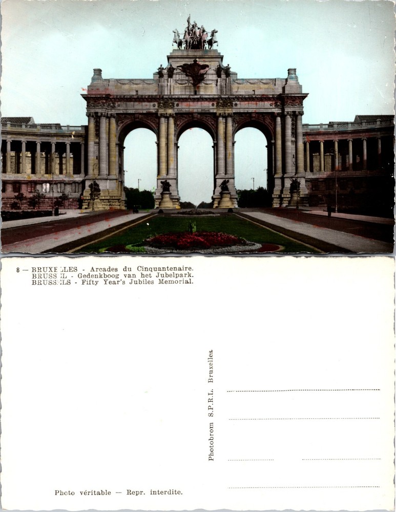 Brussels Belgium Cinquantenaire Arch Postcard