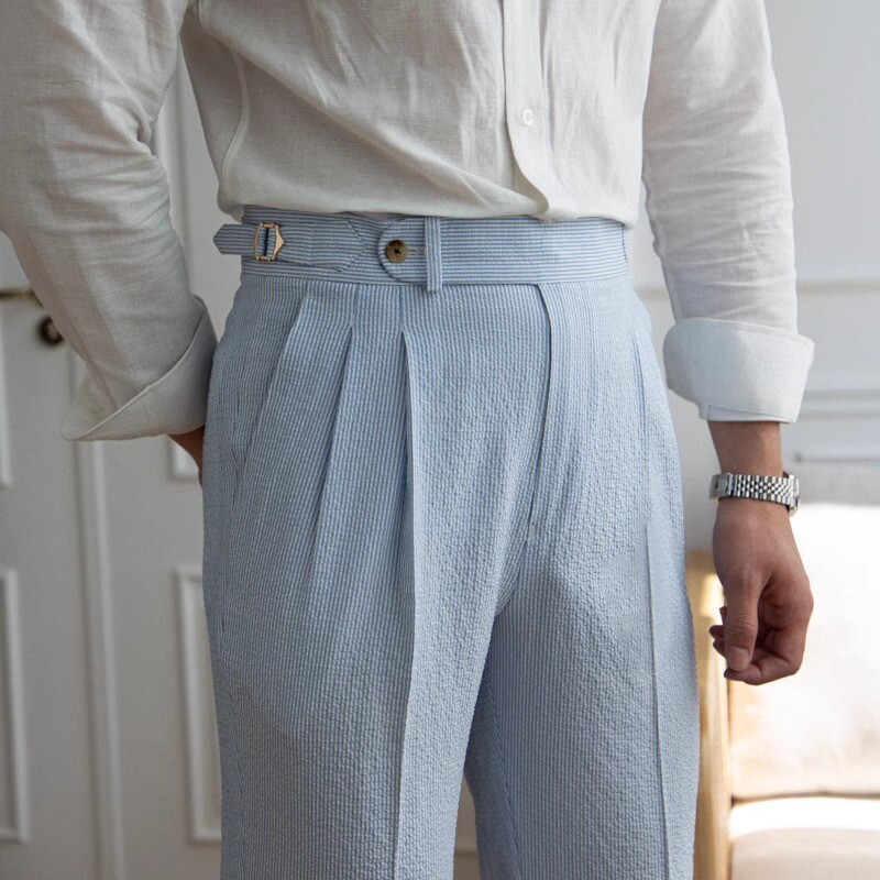 Men's High Waisted Straight Leg Summer Dress Pants