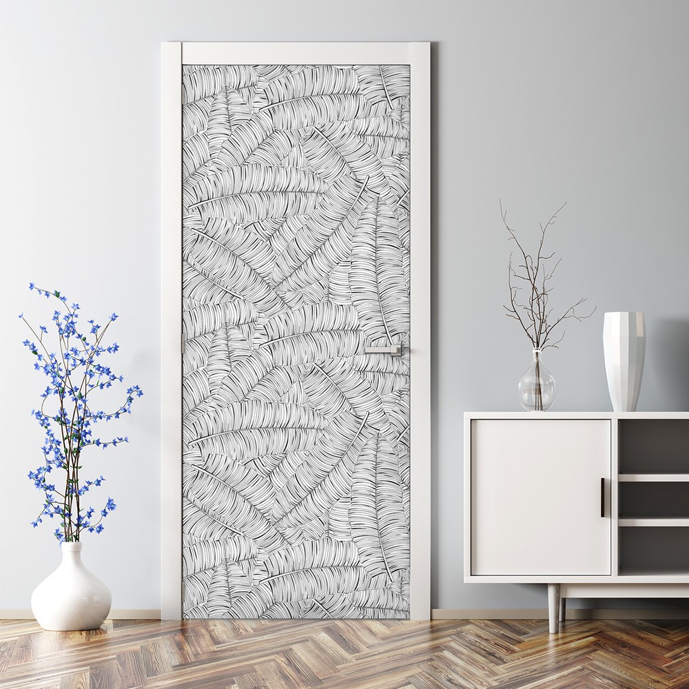 Minimalist Tropical Banana Leaf Bubble-Free Peel and Stick Door Mural