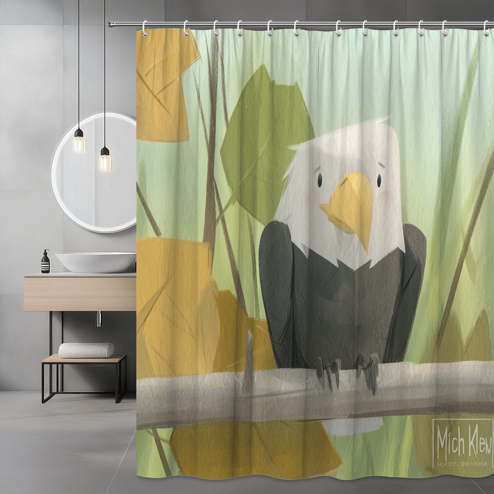 Bald Eagle Shower Curtain Bird Print Nature Decor