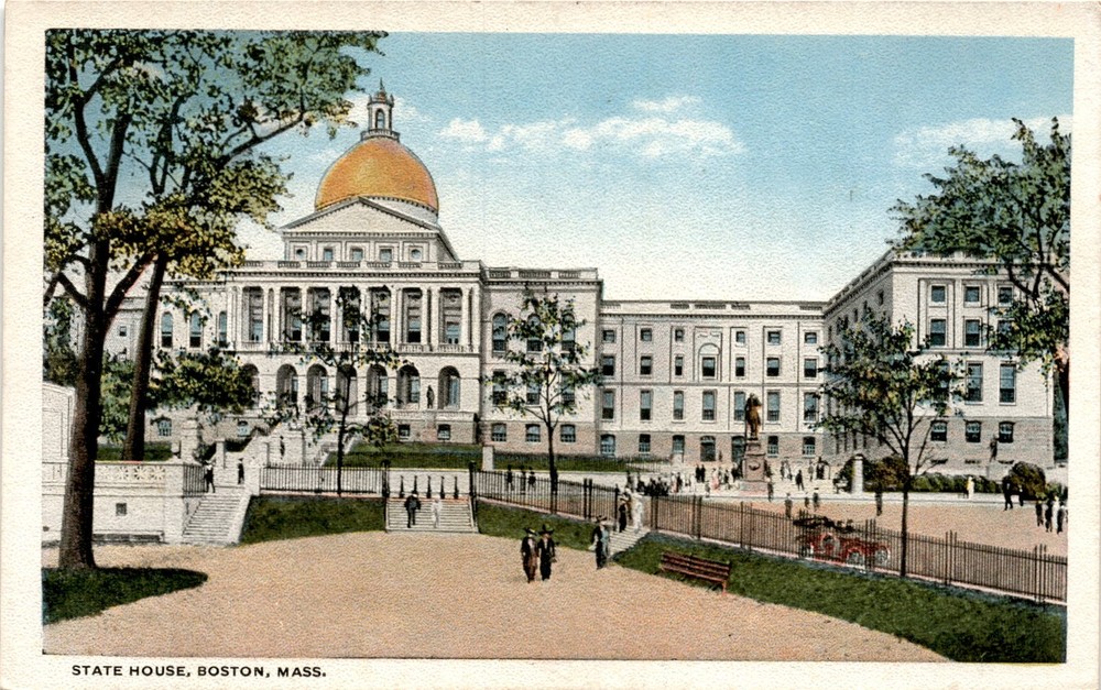 State House, Boston, Mason Bros. & Co., USA, Beacon Hill, Common. Postcard