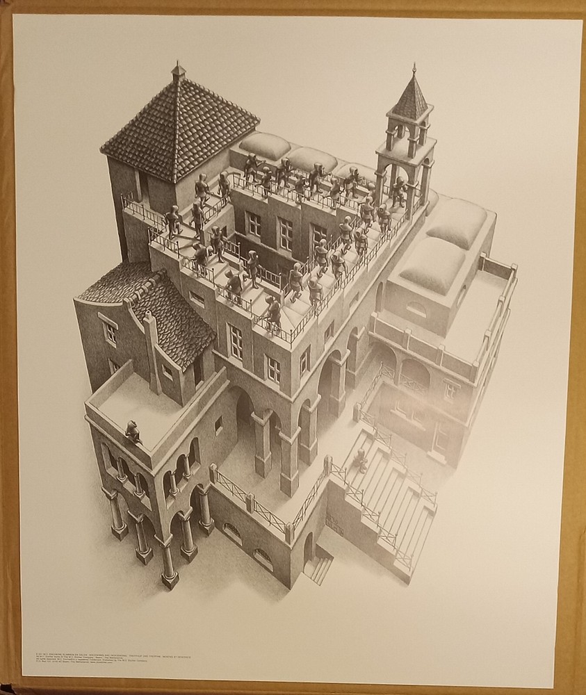 E 23 M.C. Escher Ascendind And Descending AC Barrn The Netherlands 21.5 X 26...