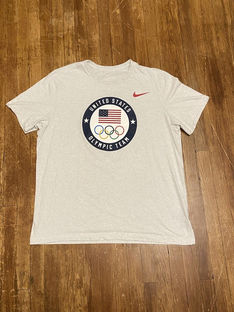 United States Olympic Team Shirt Mens XL Gray Nike Dri Fit USA Flag Graphic