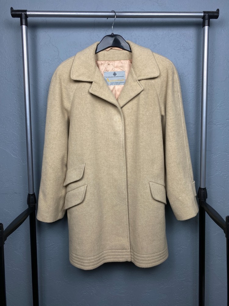 Aquascutum Vintage Womens Camel Wool Coat Size XL