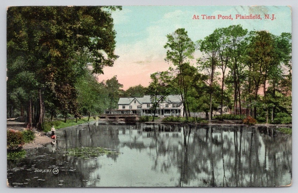 Plainfield NJ Tiers Pond Postcard 1909 Valentine & Sons New Jersey