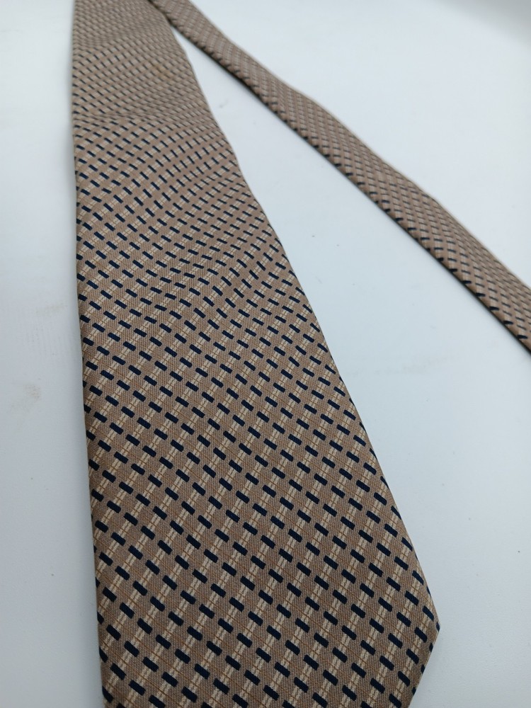 Calvin Klein Men's Silk Necktie Brown/ Tan Geometric Print
