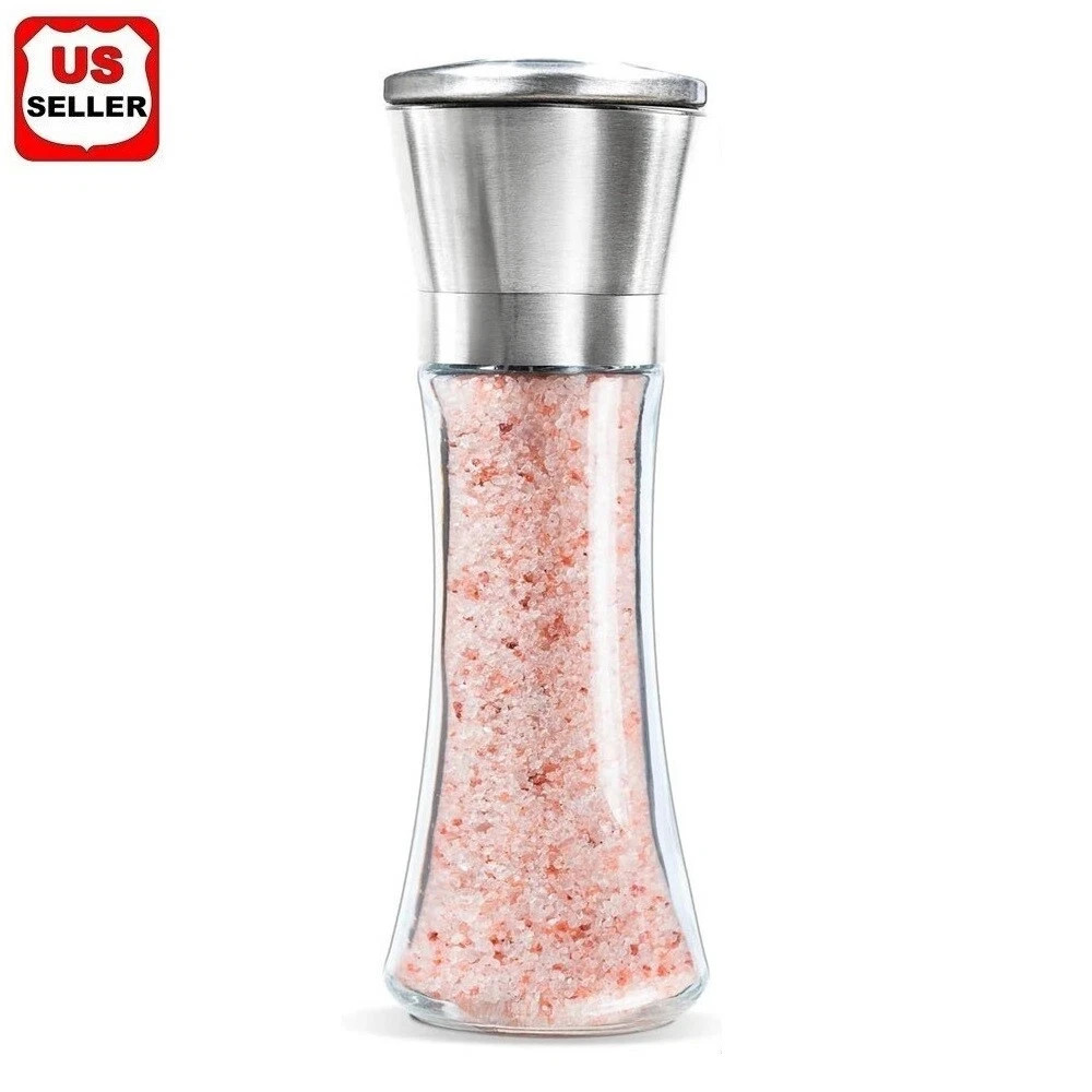 Premium Stainless Steel Salt & Pepper Grinder Vintage Glass Mill Shaker Bottle