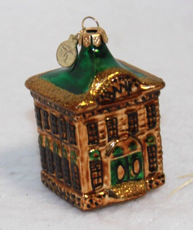 Mini banco de vidrio figurativo Dept 56 edificio adorno de Navidad